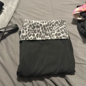 Pink straight leg yoga pants with fold over waistband